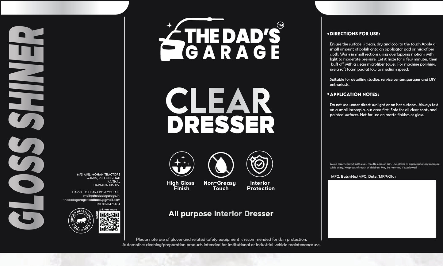 The Dad Garage - Clear Dresser Label